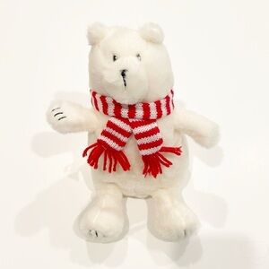 Giggle Scape White Plush with Red Striped Scarf